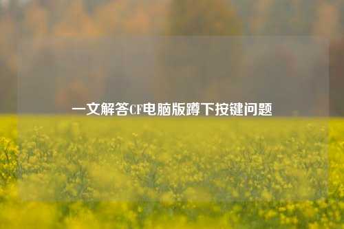 一文解答CF电脑版蹲下按键问题