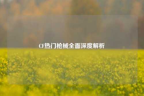 CF热门枪械全面深度解析