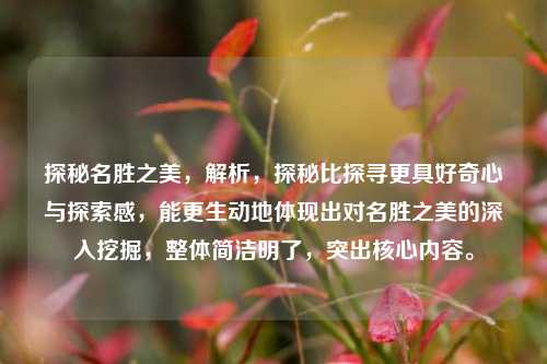 探秘名胜之美，解析，探秘比探寻更具好奇心与探索感，能更生动地体现出对名胜之美的深入挖掘，整体简洁明了，突出核心内容。