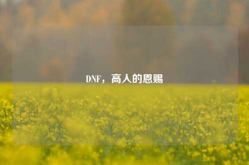 DNF，高人的恩赐