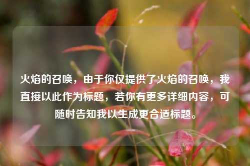 火焰的召唤，由于你仅提供了火焰的召唤，我直接以此作为标题，若你有更多详细内容，可随时告知我以生成更合适标题。