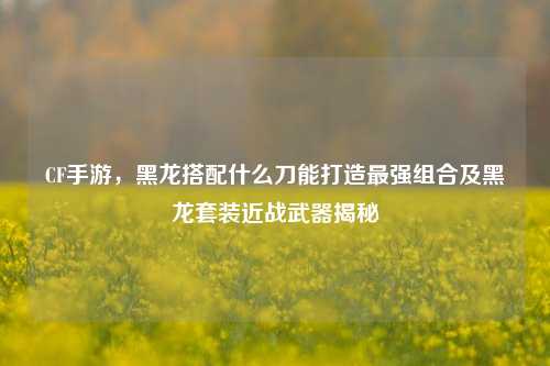 CF手游,黑龙搭配什么刀能打造最强组合及黑龙套装近战武器揭秘