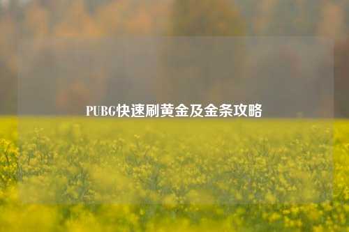 PUBG快速刷黄金及金条攻略