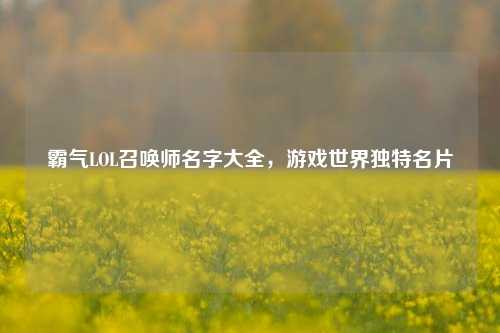 霸气LOL召唤师名字大全，游戏世界独特名片