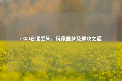 CSGO右键丢失，玩家噩梦及解决之道