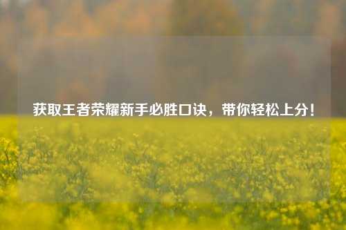 获取王者荣耀新手必胜口诀,带你轻松上分!