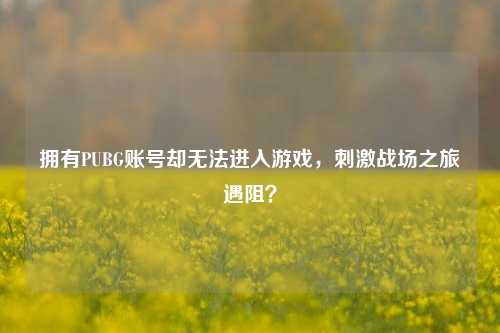 拥有PUBG账号却无法进入游戏，刺激战场之旅遇阻？