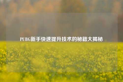 PUBG新手快速提升技术的秘籍大揭秘