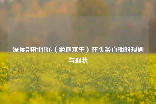 深度剖析PUBG(绝地求生)在头条直播的规则与现状