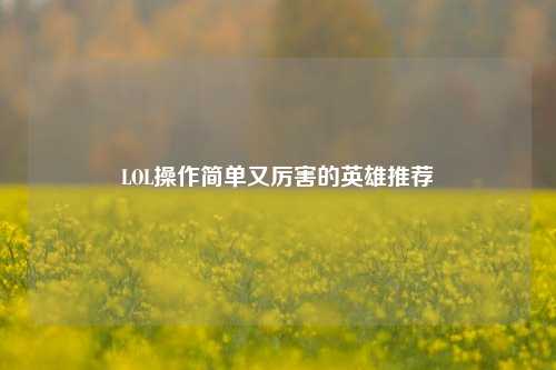 LOL操作简单又厉害的英雄推荐