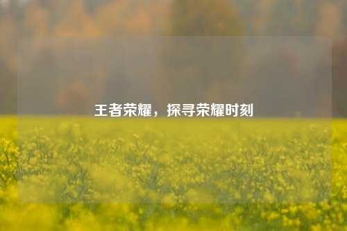 王者荣耀，探寻荣耀时刻