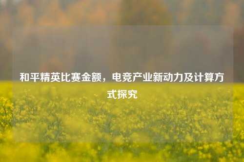 和平精英比赛金额，电竞产业新动力及计算方式探究