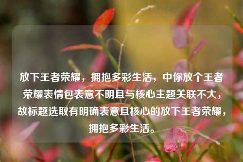 放下王者荣耀，拥抱多彩生活，中你放个王者荣耀表情包表意不明且与核心主题关联不大，故标题选取有明确表意且核心的放下王者荣耀，拥抱多彩生活。
