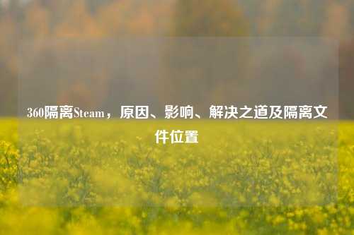 360隔离Steam，原因、影响、解决之道及隔离文件位置
