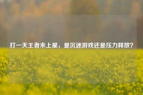打一天王者未上星，是沉迷游戏还是压力释放？