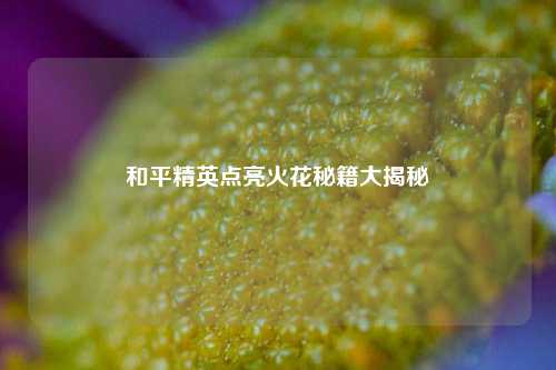 和平精英点亮火花秘籍大揭秘