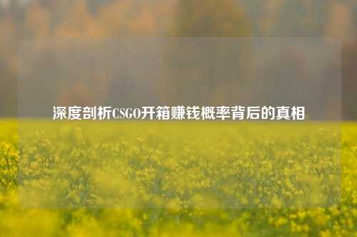 深度剖析CSGO开箱赚钱概率背后的真相