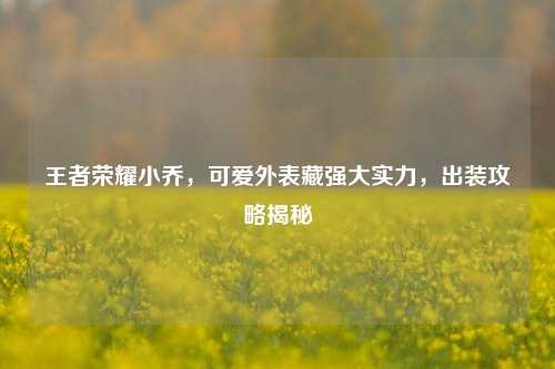 王者荣耀小乔,可爱外表藏强大实力,出装攻略揭秘