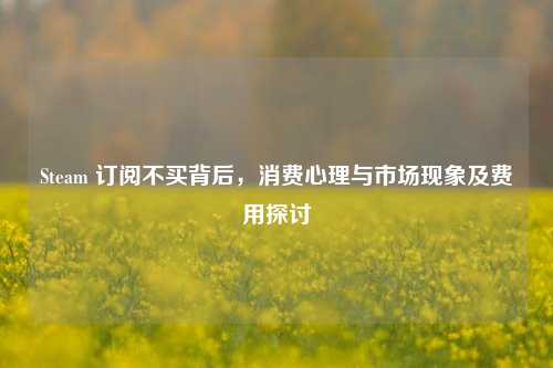 Steam 订阅不买背后,消费心理与市场现象及费用探讨
