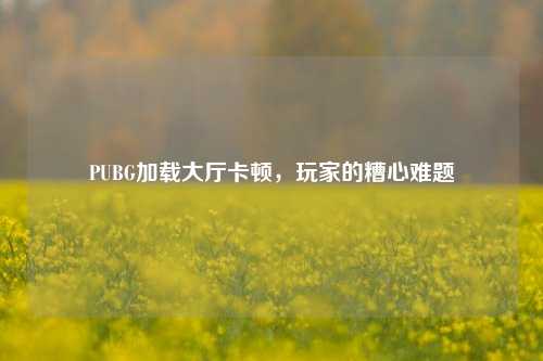 PUBG加载大厅卡顿,玩家的糟心难题