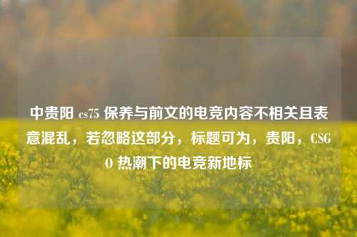 中贵阳 cs75 保养与前文的电竞内容不相关且表意混乱,若忽略这部分,标题可为,贵阳,CSGO 热潮下的电竞新地标