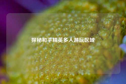 探秘和平精英多人游玩区域