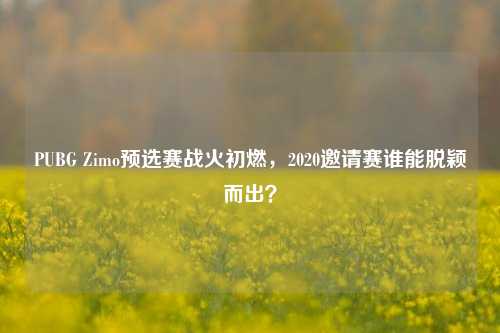 PUBG Zimo预选赛战火初燃，2020邀请赛谁能脱颖而出？