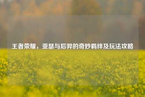 王者荣耀,亚瑟与后羿的奇妙羁绊及玩法攻略
