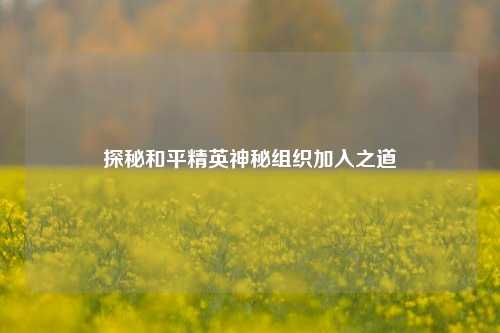 探秘和平精英神秘组织加入之道