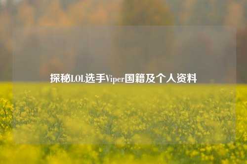 探秘LOL选手Viper国籍及个人资料