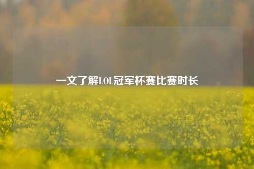 一文了解LOL冠军杯赛比赛时长