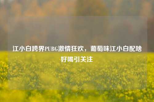 江小白跨界PUBG激情狂欢,葡萄味江小白配啥好喝引关注