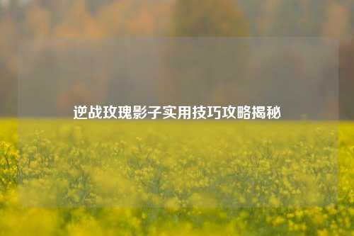 逆战玫瑰影子实用技巧攻略揭秘