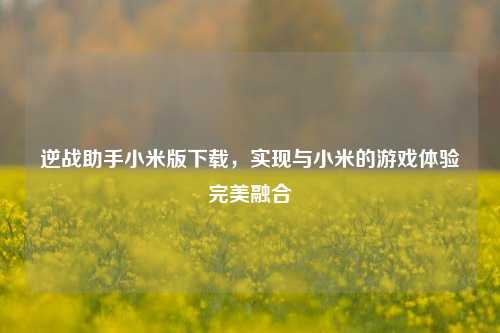 逆战助手小米版下载，实现与小米的游戏体验完美融合