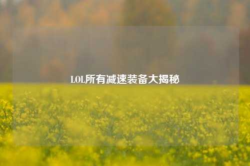 LOL所有减速装备大揭秘