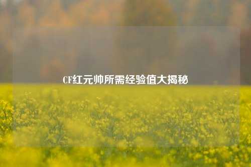 CF红元帅所需经验值大揭秘