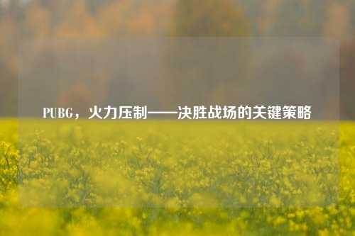 PUBG,火力压制——决胜战场的关键策略