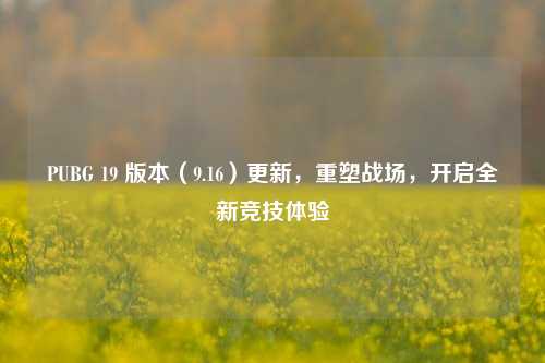 PUBG 19 版本(9.16)更新,重塑战场,开启全新竞技体验