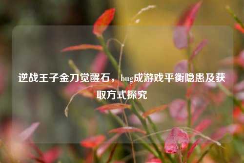 逆战王子金刀觉醒石，bug成游戏平衡隐患及获取方式探究