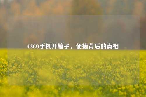 CSGO手机开箱子，便捷背后的真相