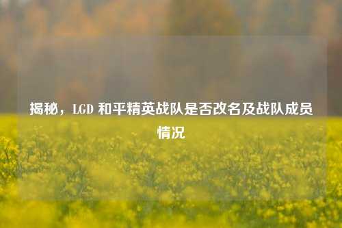 揭秘，LGD 和平精英战队是否改名及战队成员情况