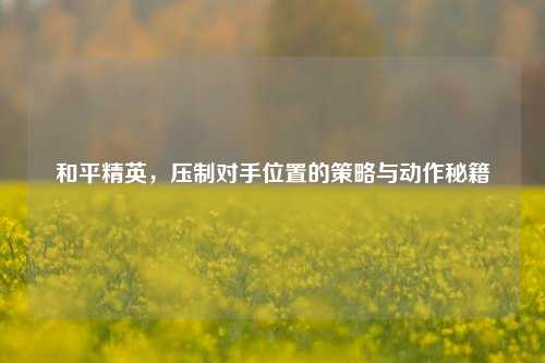 和平精英,压制对手位置的策略与动作秘籍