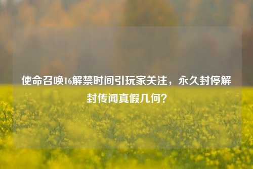 使命召唤16解禁时间引玩家关注，永久封停解封传闻真假几何？