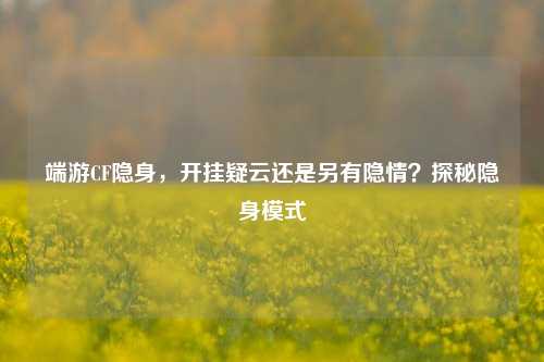 端游CF隐身,开挂疑云还是另有隐情?探秘隐身模式