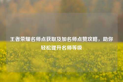 王者荣耀名师点获取及加名师点赞攻略,助你轻松提升名师等级