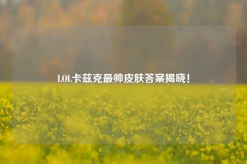 LOL卡兹克最帅皮肤答案揭晓！