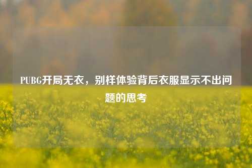 PUBG开局无衣，别样体验背后衣服显示不出问题的思考