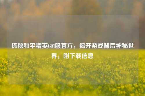 探秘和平精英GM服官方，揭开游戏背后神秘世界，附下载信息
