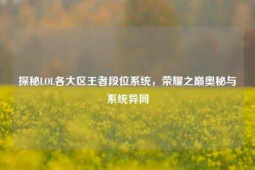 探秘LOL各大区王者段位系统,荣耀之巅奥秘与系统异同