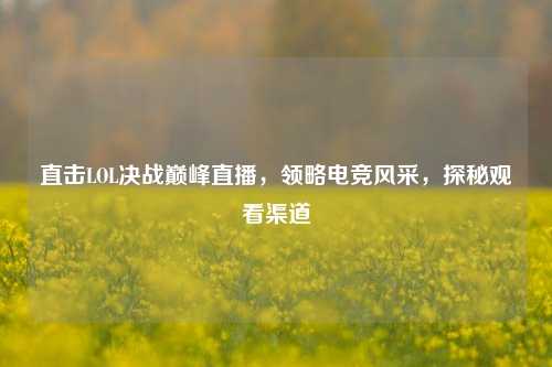直击LOL决战巅峰直播,领略电竞风采,探秘观看渠道